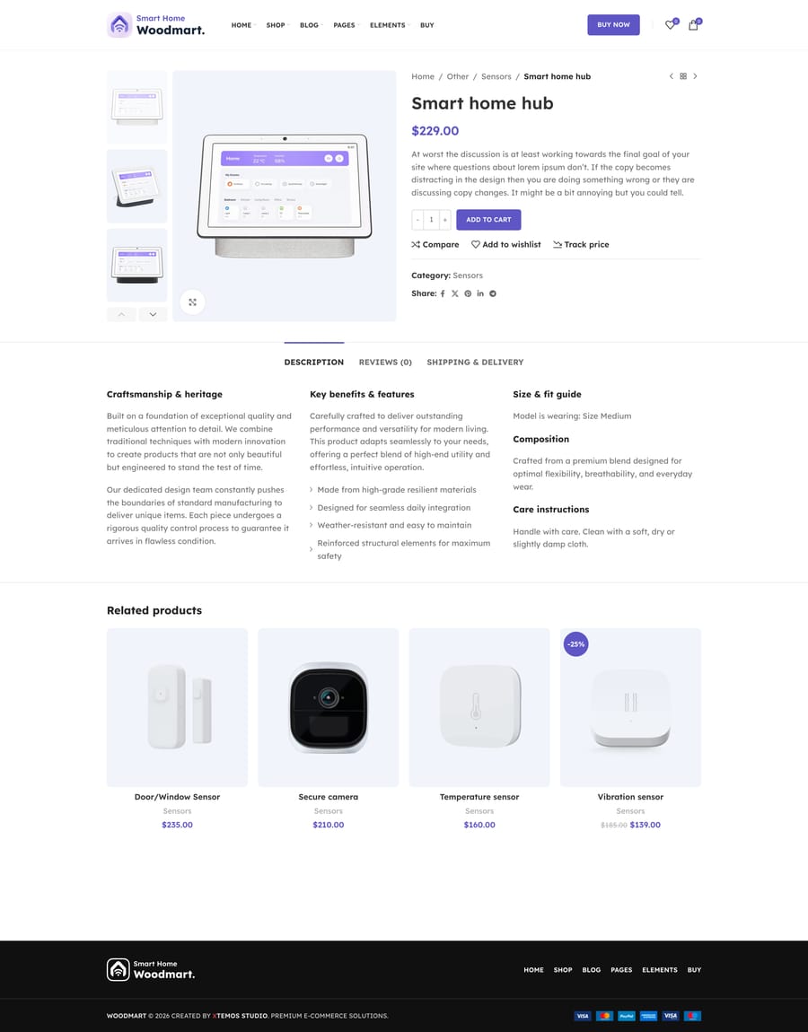 Smart Home Product page