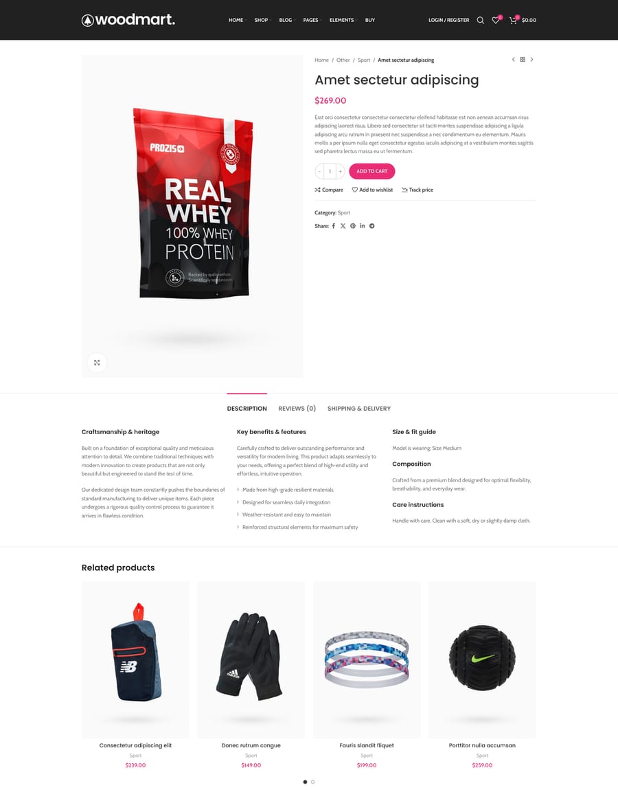 Sport Product page