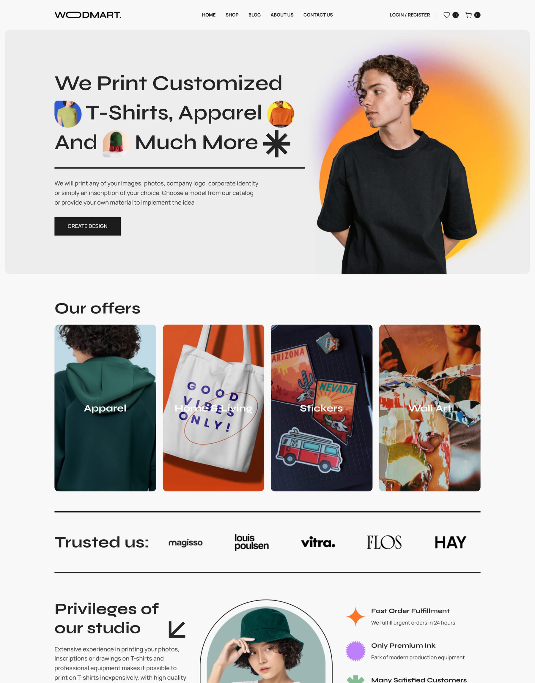 T-shirts demo home page: T-shirt printing WooCommerce theme