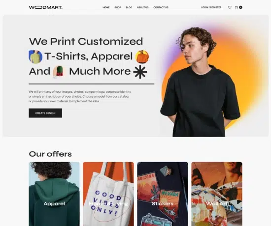 T-shirts prebuilt website preview