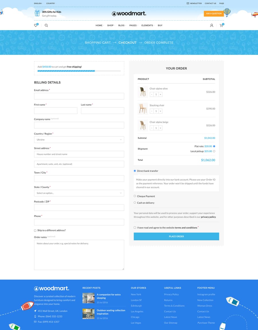 Toys Checkout page