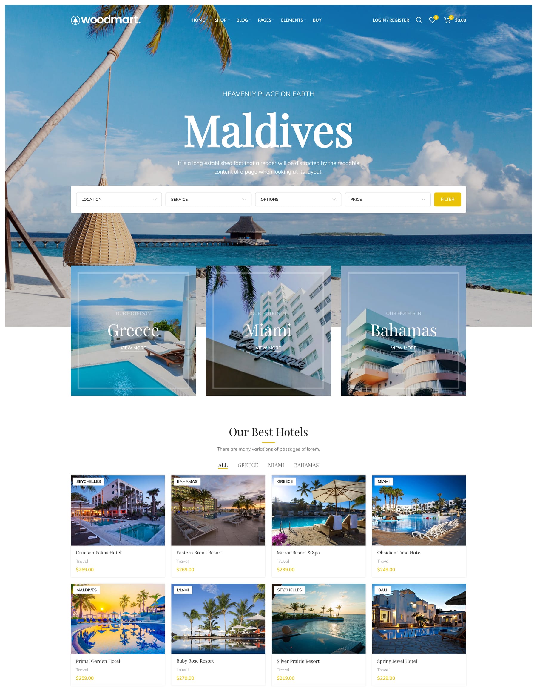 Travel demo home page: Travel agency WordPress theme