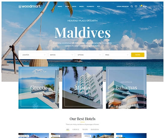 Travel prebuilt website preview
