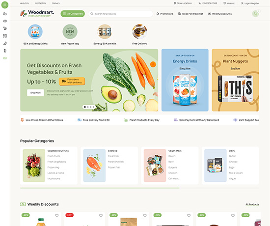 Vegetables prebuilt website preview