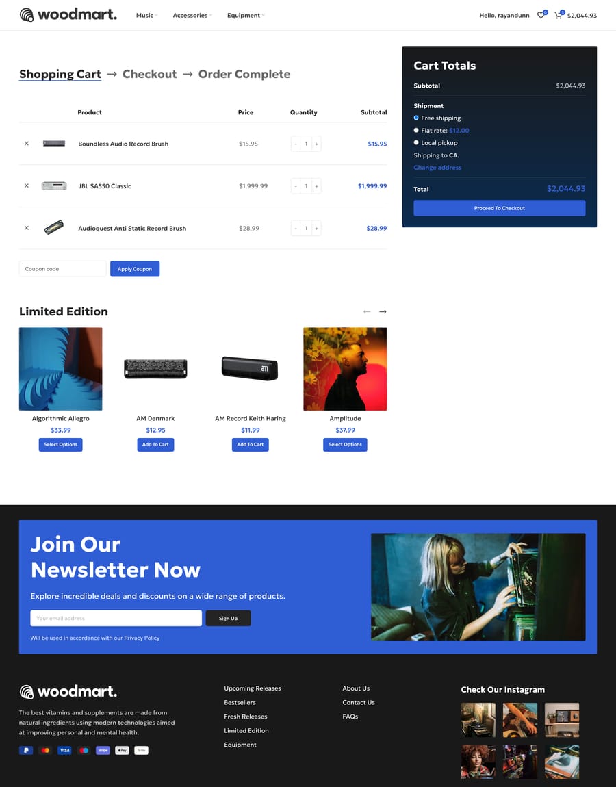 Vinyls Cart page
