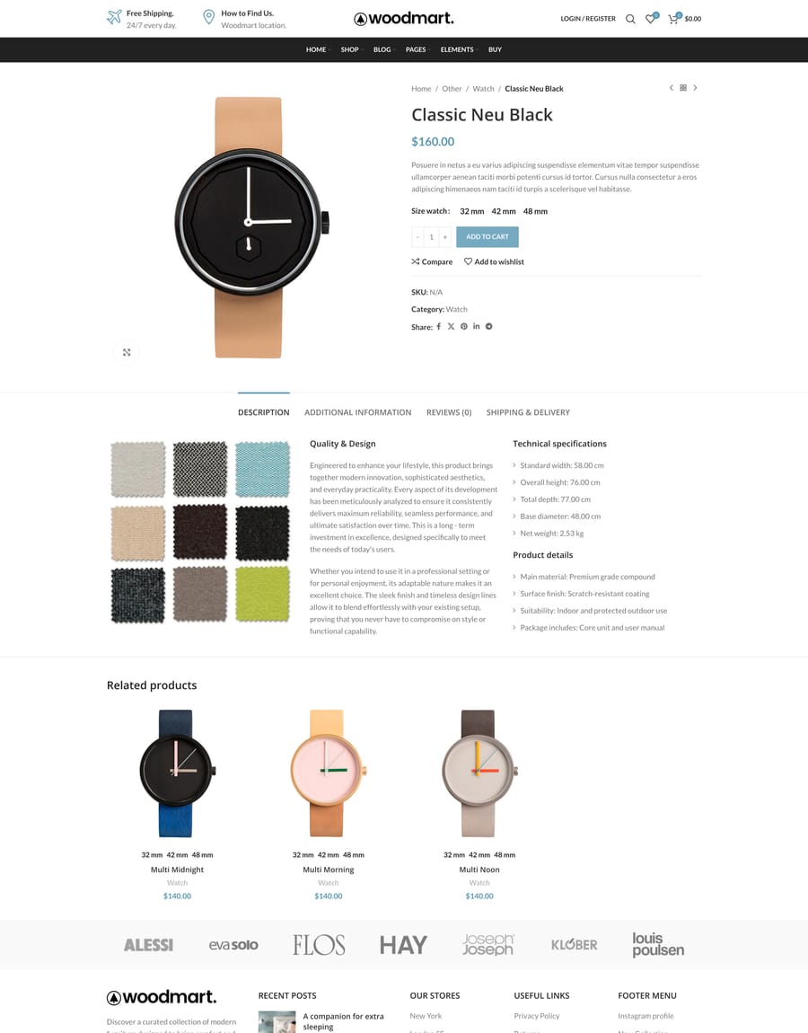 Watches Product page