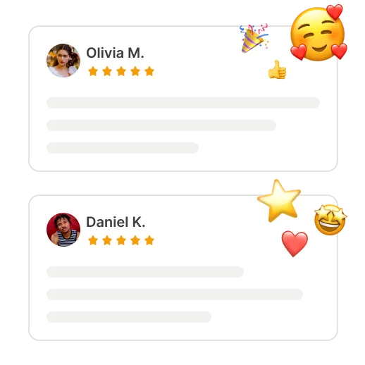 Two verified five-star customer reviews collected after purchase