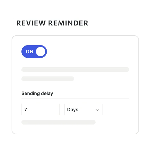Review reminder settings with the sending delay set to seven days