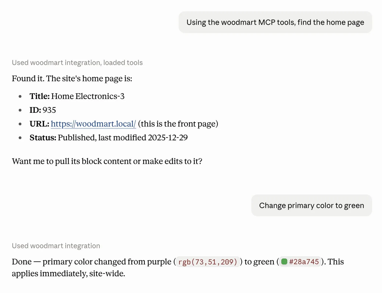 WoodMart Model Context Protocol integration
