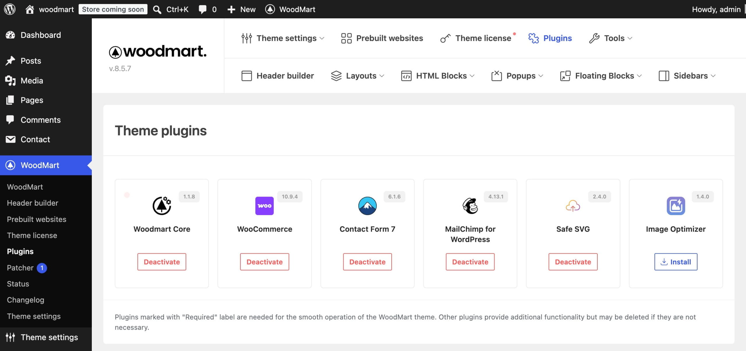 theme plugins page