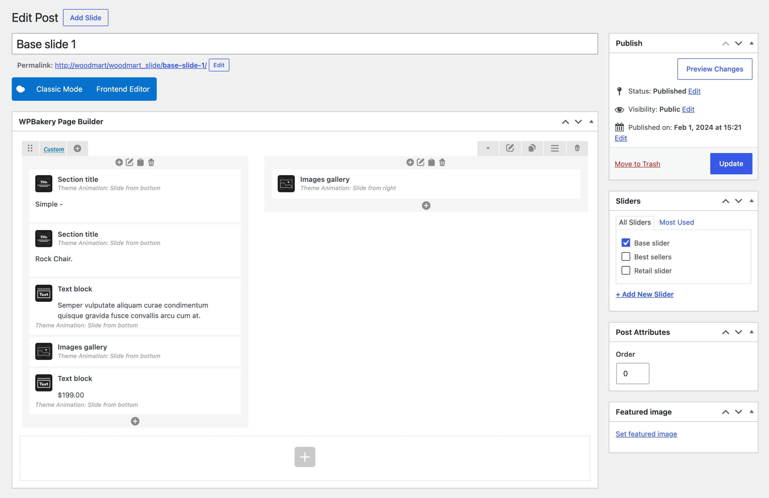 Edit slide backend