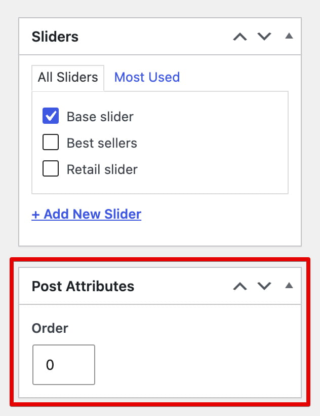 Set the display order of the slide.