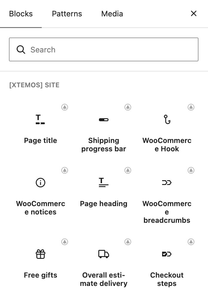 Cart layout site elements gutenberg