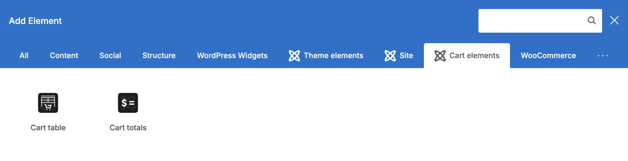 Cart layout elements