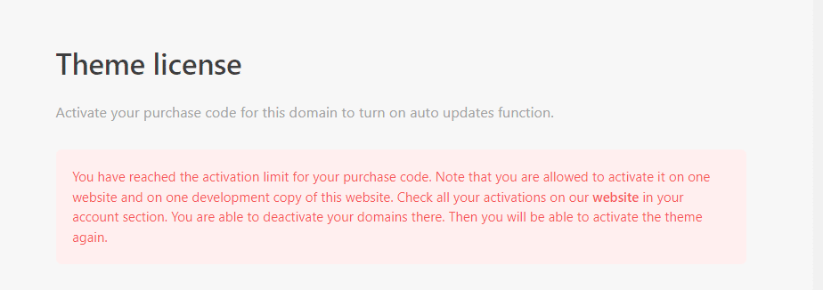 WoodMart purchase code activation error