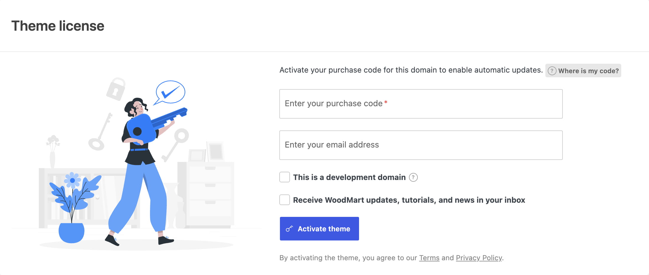 Activate or deactivate the license from the Theme license page.