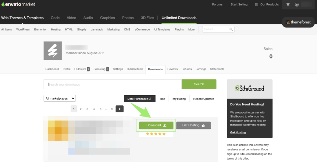 WoodMart item on the Envato Market Downloads page