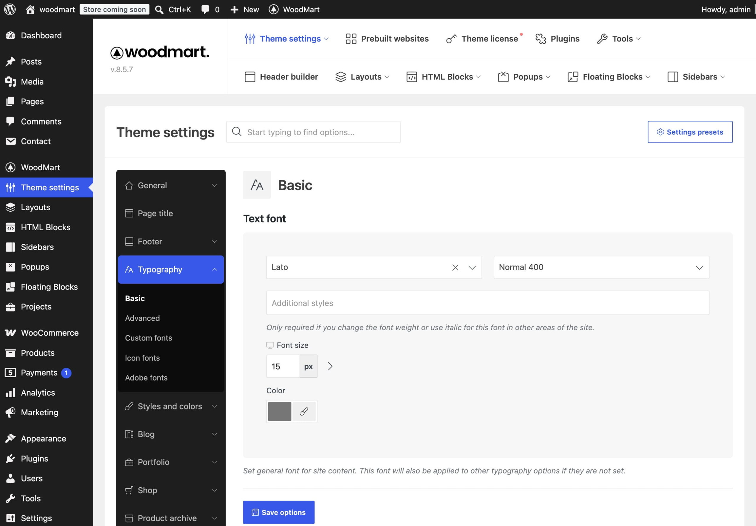 theme typography