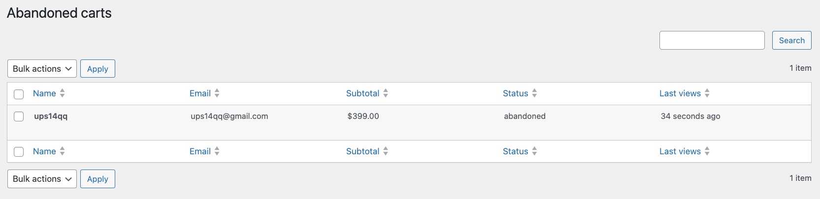 WoodMart abandoned cart report