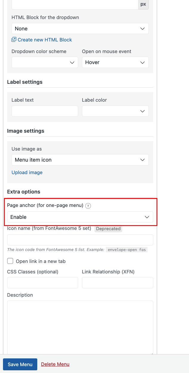 anchor settings