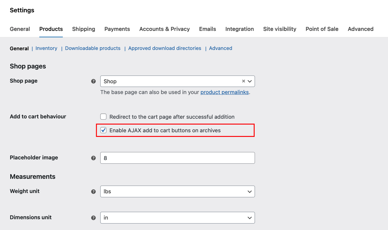 WooCommerce native AJAX add to cart setting