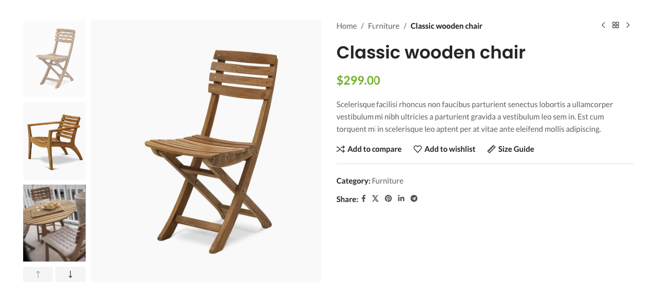 A product page in WoodMart catalog mode