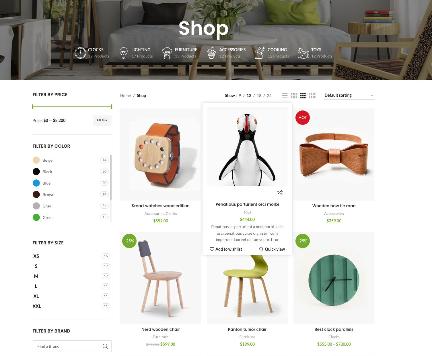Catalog mode in a WoodMart store