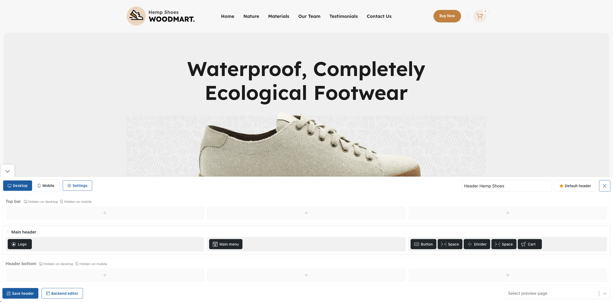 header builder
