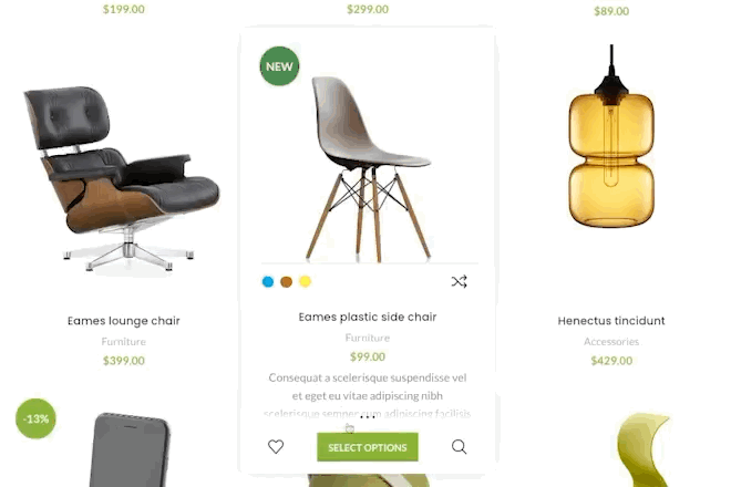 Selecting a variation with Quick Shop from the shop page