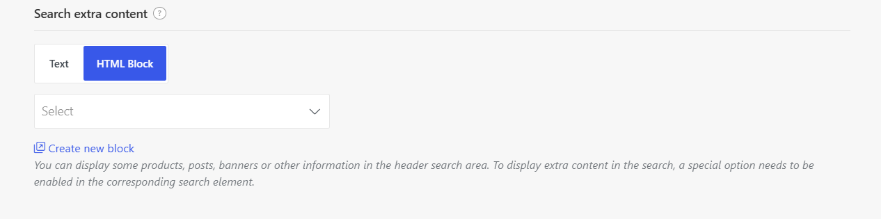 Insert promotional banners, featured products, or custom links directly inside the search dropdown or overlay.