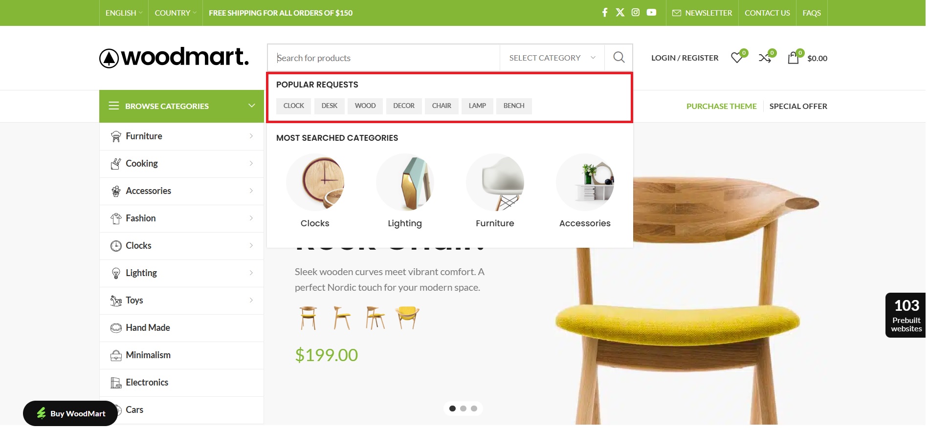 Display clickable popular requests beneath the search bar so customers can jump straight to commonly searched items.