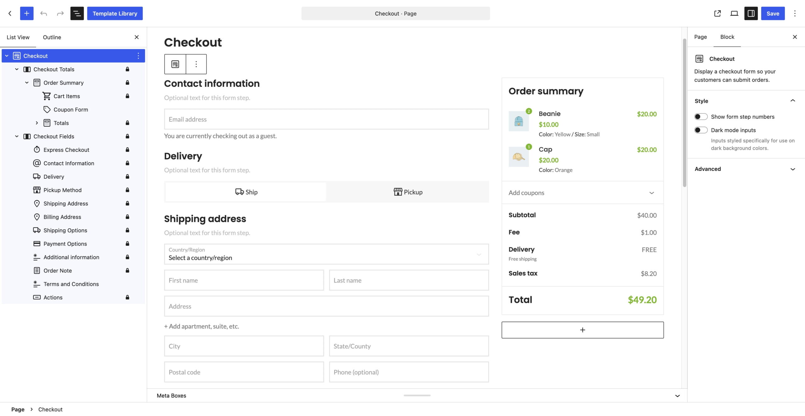 Block checkout on backend
