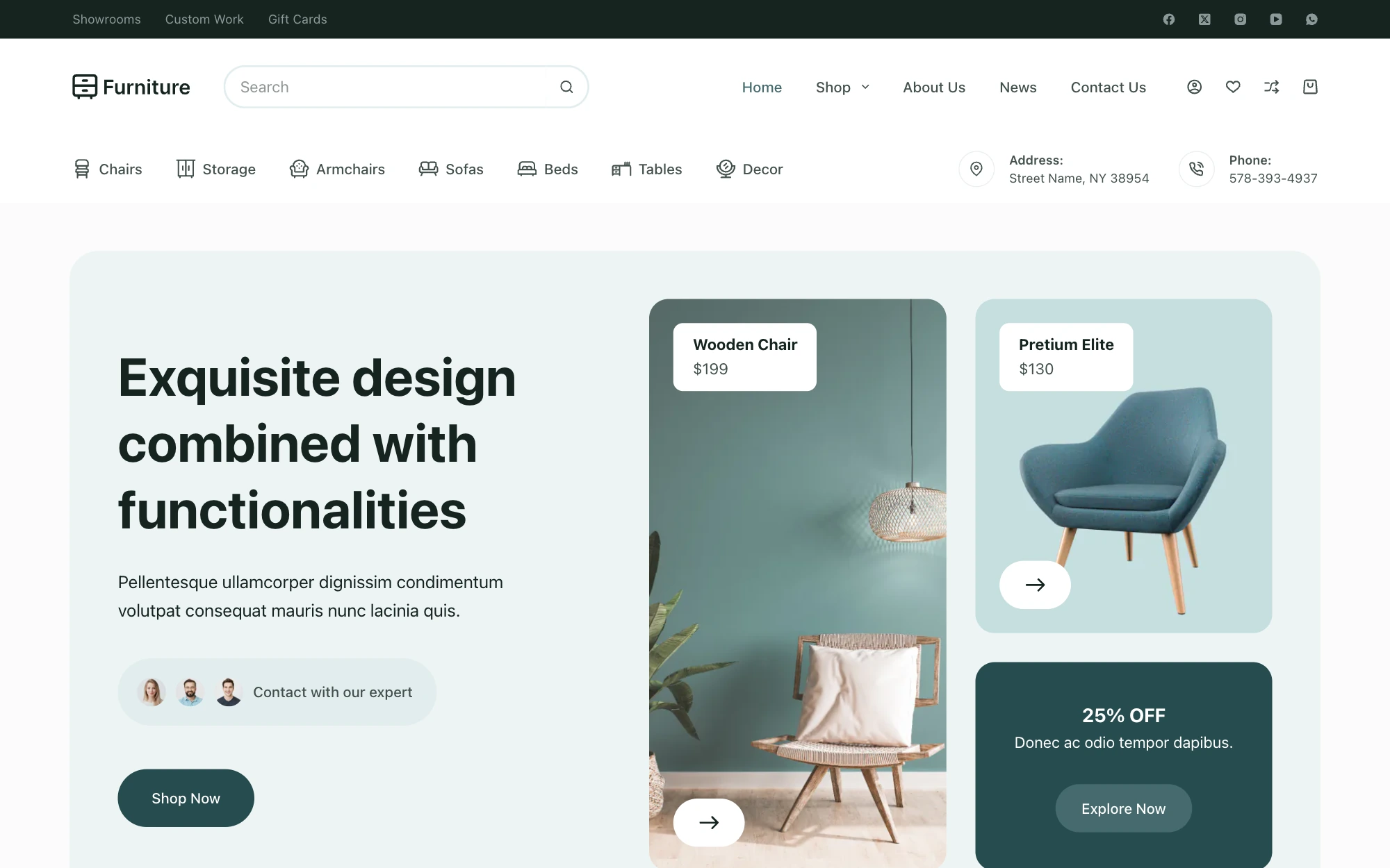Blocksy Furniture starter site homepage