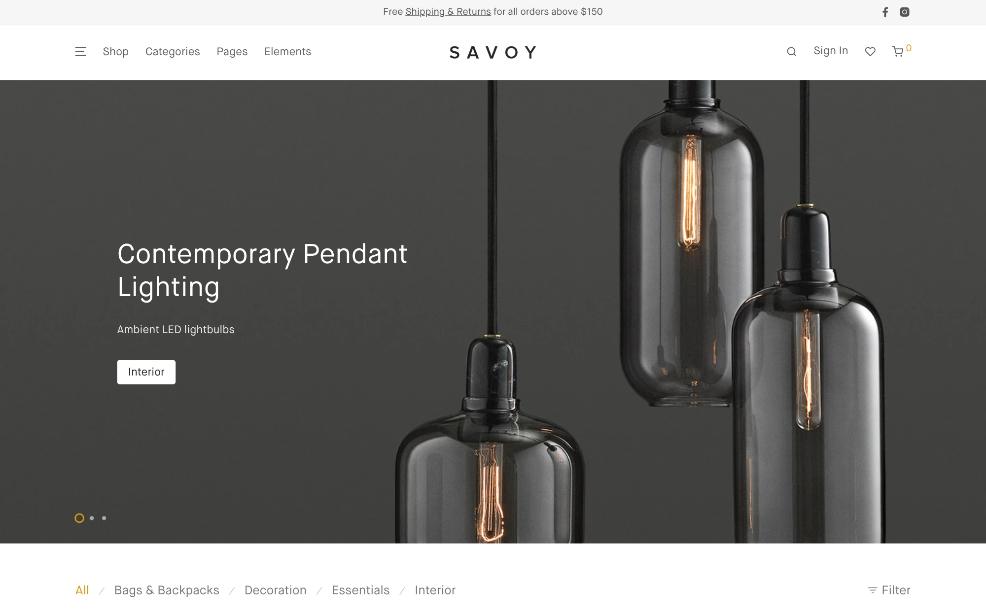 Savoy minimalist WooCommerce theme demo homepage